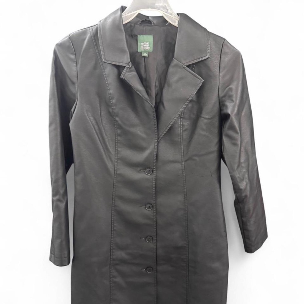 Wild Fable Fall Winter Back Split Leather Trench Coat